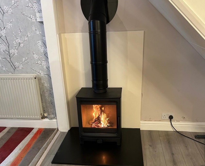 Contemporary wood burning stove