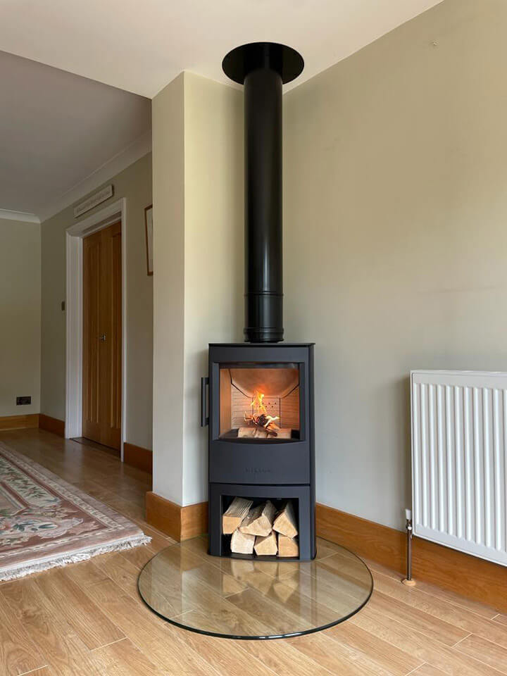Cozy living room with wood burning stove